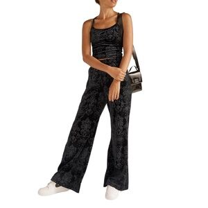 NWT Beyond Yoga Black Best Dressed Printed Wide-Leg Pants Size L